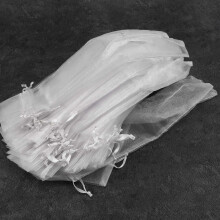 250Pcs White Drawstring Organza Folding Hand Fan Pouch Party Wedding Favor Gift Bags