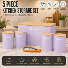 5pc Bread Bin & Canister Set with Can Opener