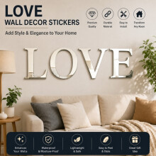 4 Letters LOVE Self-Adhesive Mirror Tiles Wall Sticker Furniture Decor