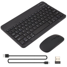 2X Conjunto de Teclado e Mouse Sem Fio Ultrafino e Silencioso Adequado para Tablet e Notebook Teclado Preto