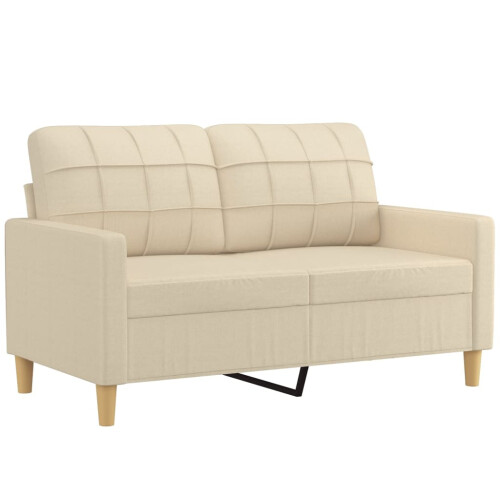 VidaXL vidaXL 2-tlg. Sofagarnitur mit Kissen Creme Stoff 2