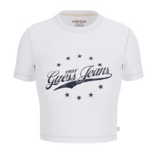 (12 UK, Pure White) Guess Womens/Ladies Logo Cropped Slim T-Shirt
