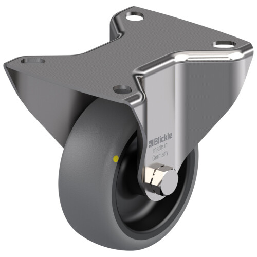 Parnells 80mm stainless steel fixed castor with grey electrically conductive thermoplasti