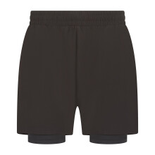 (M, Black/Black) Tombo Mens Double Layered Sports Shorts
