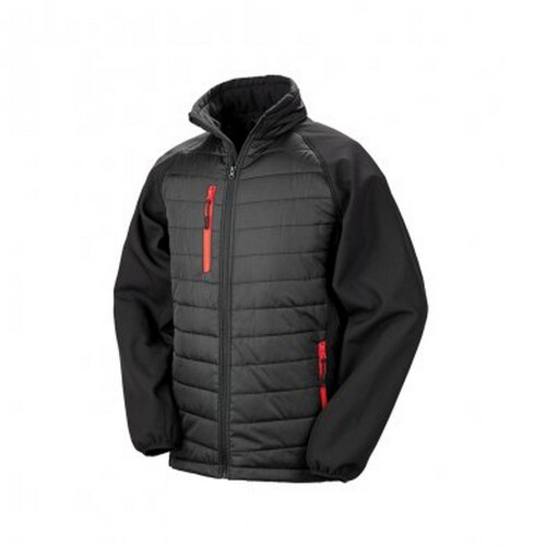Result (4XL, Black/Red) Result Mens Black Compass Padded Soft Shell Jacket