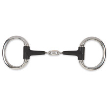 (4.5in, Silver/Black) Equirubber Equikind+ Peanut Link Horse Eggbutt Snaffle Bit