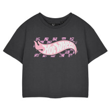 (XL, Charcoal) Hot Wheels Womens/Ladies Pastel Logo Crop T-Shirt