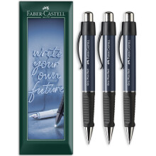 (Navy Blue) Faber-Castell Grip Plus Ball Ballpoint Pen M, Blue Ink, 3 Pack
