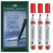 (Red) Faber-Castell W20 Refillable Whiteboard Markers Bullet Tip Pack of 3