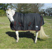 Rhinegold Thor 350G 1000Denier Heavyweight Horse Turnout Rug in Black 5.3, Black with Red
