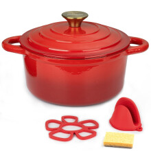Parmedu Cast Iron Dutch Oven with Lid: 5.2 L Enameled Cast Iron Dutch Oven, Sturdy Cookware for All Cooktops, Braising, Stews, Roasting