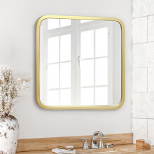Americanflat 61 cm Square Gold Frame Mirror with Rounded Corners - Wall Mirror for Bedroom, Bathroom