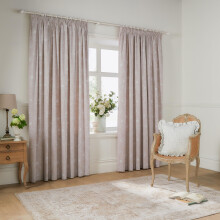 furn. Wylder Bella Pencil Pleat Curtain Pair – 100% Cotton Natural Botanical Floral Lined Drapes (Natural - 168x137cm)