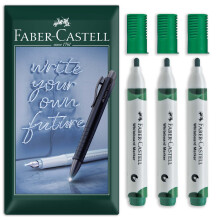 (Green) Faber-Castell W20 Refillable Whiteboard Markers Bullet Tip Pack of 3