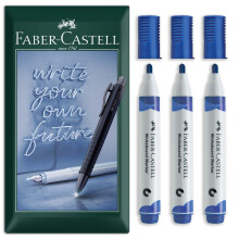 (Blue) Faber-Castell W20 Refillable Whiteboard Markers Bullet Tip Pack of 3