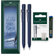 (Classic Blue) Faber-Castell Grip 2011 Pen & Mechanical Pencil Set, 4 Pack