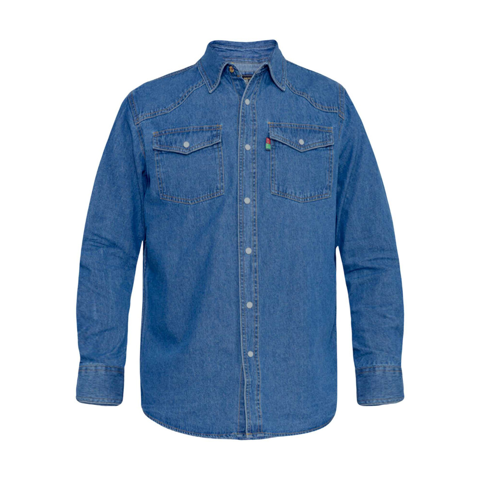 Duke (Large, Stonewash) Mens D555 Western Denim Shirt