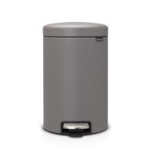 Brabantia NewIcon Pedal Bin 12L (Mineral Concrete Grey) Soft-Closure Rubbish Waste Bin, Removable Inner Bucket + Free Bin Bags
