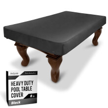 GoSports 8 ft Premium Leatherette Pool Table Cover - Waterproof & Tearproof - Heavy Duty Indoor & Outdoor Billiard Table Cover - Black
