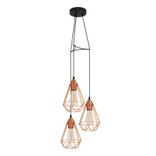 Eglo Tarbes 3-Bulb Pendant Lamp, Vintage/Retro Style Ceiling Lighting