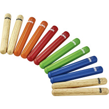 Nino Percussion Wood Claves Instruments - 6 Pair Wood Claves Set for Children from 3 Years - Musical Instrument - Siam Oak, Multicoloured (NINO502-MC)