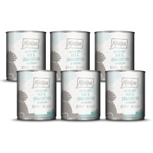 MjAMjAM - Premium wet food for cats - DUO of tender duck & freshwater fish with carrots, pack of 6 (6 x 800g), grain-free with extra meat