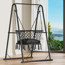 YITAHOME Hanging Chair with Stand, 105x93x160cm Hammock Swing Chair with Cushion, Heavy-Duty Steel Hammock Stand with 100kg Capacity for Living Room