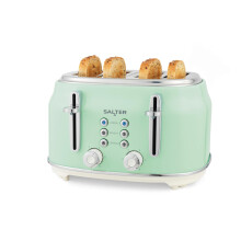 Salter Retro Green 4-Slice Toaster – Wide Slots, 6 Browning Levels, Defrost, Reheat, Cancel Functions, Removable Crumb Tray, Extra Thick Bread