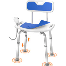 Luckfaith LC07 Shower Chair for Elderly, Non-Slip with Arms & Back, 348 lbs Capacity, Curved Wider Seat with Dual Shower Holder