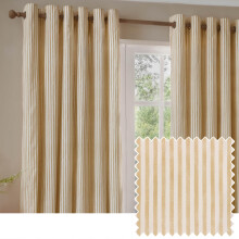 Yard furn Hebden Blackout Eyelet Curtain Pair – Ultra Soft Cotton Lined Striped Curtains (Honey Yellow - 168x183cm)