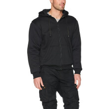 Bikers Gear Crossfire Black Motorcycle Hoodie Jacket Fully Lined with Reinforced DuPont Kevlar CE1621-1 PU Armour XL = 117 - 122 cm