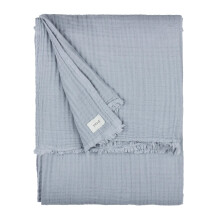 Yard furn Lark Cotton Muslin Throw – Soft Crinkle Texture Blanket (Mineral Blue – 130x180cm)