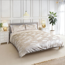 Emma Barclay Blossom - Embellished Jacquard Duvet Set in Cream - Super King