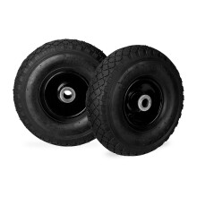 Relaxdays Hand Truck Wheels 3.00-4, Set of 2, Pneumatic, Up to 100 kg, 260 x 85 mm, Steel Rim Tyres, Black/Black