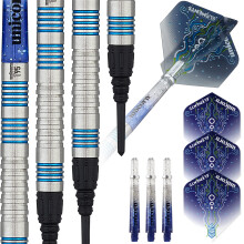 Unicorn Soft Tip Professional Darts Set | Core T95 Series Style 2 | 95% Tungsten Barrels with Blue Accents | 20 g