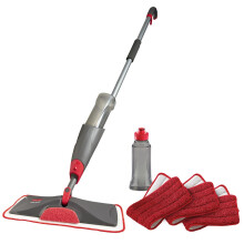 Rubbermaid Microfiber Reveal Spray Mop Floor Cleaning Kit with 3 Microfiber Wet Pads, 1 Solution Refillable Bottles for Wet & Dry Use