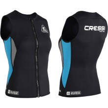 CRESSI Guardian Lady Neoprene Zipper Vest Black/Aquamarine 2mm XS/1 - Double-lined 2mm Neoprene Vest with Zip, for Swimming