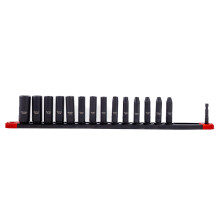C.K Tools Vorteck 1/4in Drive Impact Socket Set, 15 Piece Metric CR-MO Steel Sockets 4mm–15mm with Magnetic Aluminium Rail and Hex to Square Adaptor