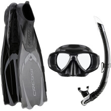 Cressi Pluma Bag Snorkelling Packages - Black/Silver, Size 35/Size 36