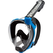 CRESSI Baron Full Face Mask Black/Blue S/M - Integral Anti Fog Snorkel Comfortable Full Face Mask with Exhalation Valve and Dry Snorkel, Black/Blue