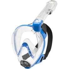 CRESSI Baron Full Face Mask Clear/Blue XS - Integral Anti Fog Snorkel Comfortable Full Face Mask with Exhalation Valve and Dry Snorkel