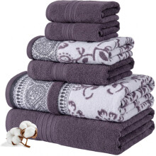 Ensemble de 6 Pièces Modern Threads, 2 Serviettes de Bain, 2 Serviettes à Main, 2 Gants de Toilette Ophelia Orchid