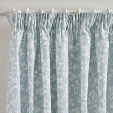 Catherine Lansfield Brooke Floral 66x72 Inch Lined Pencil Pleat Curtains Two Panels Duck egg Blue