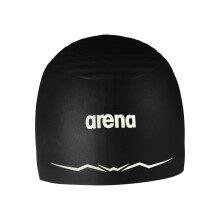 Arena Silicone Racing Swim Cap Men and Women Aquaforce Wave Hydrodynamic Performance Competitive Intensive Swimming, Black, Large