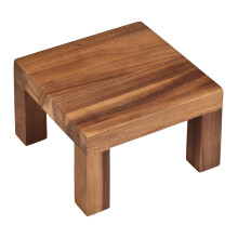 Tala Medium Square Display Block, Lacquered Acacia Wood Stand for Menus, Photos, or Food Presentation, Elegant Display Ideal for Home, Office