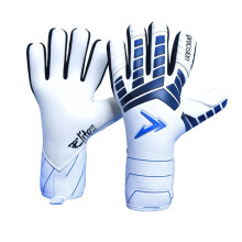 Precision Elite 3.0 Giga Goalkeeper Gloves, 4 mm Giga Latex Grip, Super Lite Negative Cut, All Weather Strapless or Strapped Fit, 10, White/Black/Blue