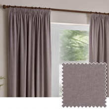Yard Heavy Chenille Pencil Pleat Curtain Pair – Lined Room Darkening Soft Velvet Curtains (Mauve – Width 117 x Drop 137cm)
