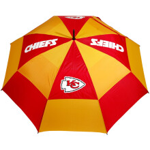 Team Golf NFL Kansas City Chiefs Golf Umbrella 62" Golf Umbrella with Protective Sheath, Double Canopy Wind Protection Design, Auto Open Button