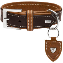 HUNTER Collar Tara Number 65 Juchten Leather, Dark Brown/Cognac