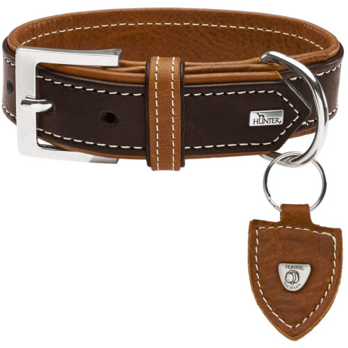 Hunter HUNTER Collar Tara Number 55 Juchten Leather,Dark Brown/Cognac